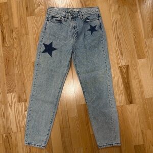 Women's Straight Leg Jeans with Star Design